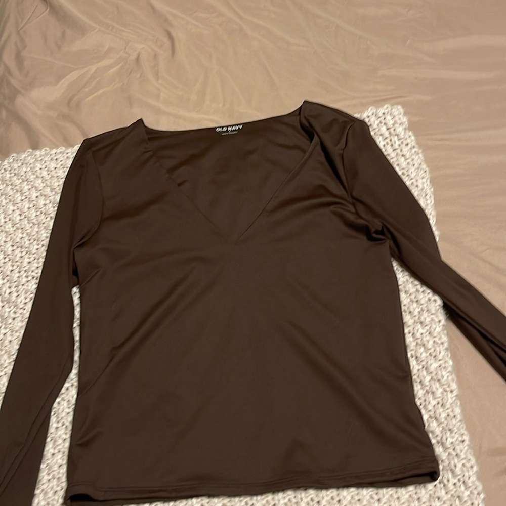 Brown Long Sleeve Workout Top